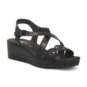 ENVAL SOFT Made In Italy Patent Leather Wedge Sandals